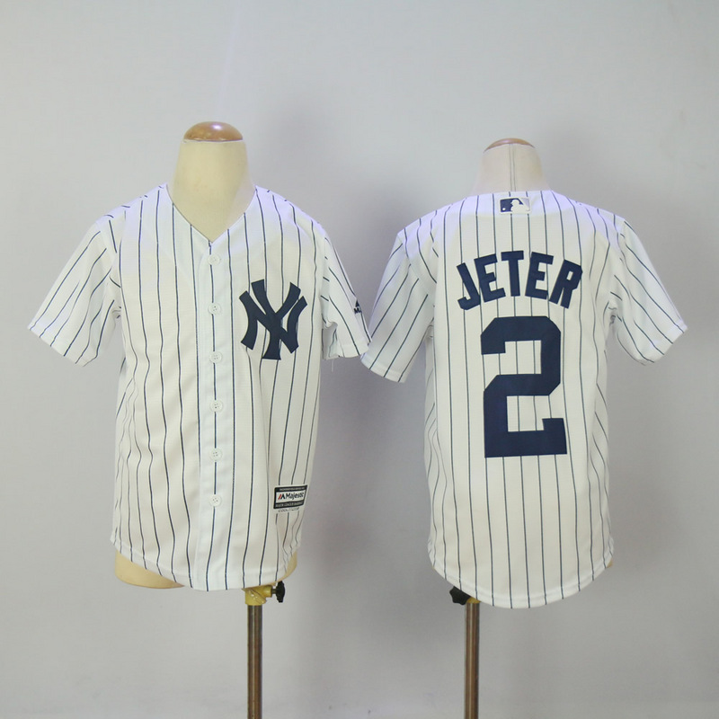 Youth 2017 MLB New York Yankees #2 Jeter White Jerseys->youth mlb jersey->Youth Jersey